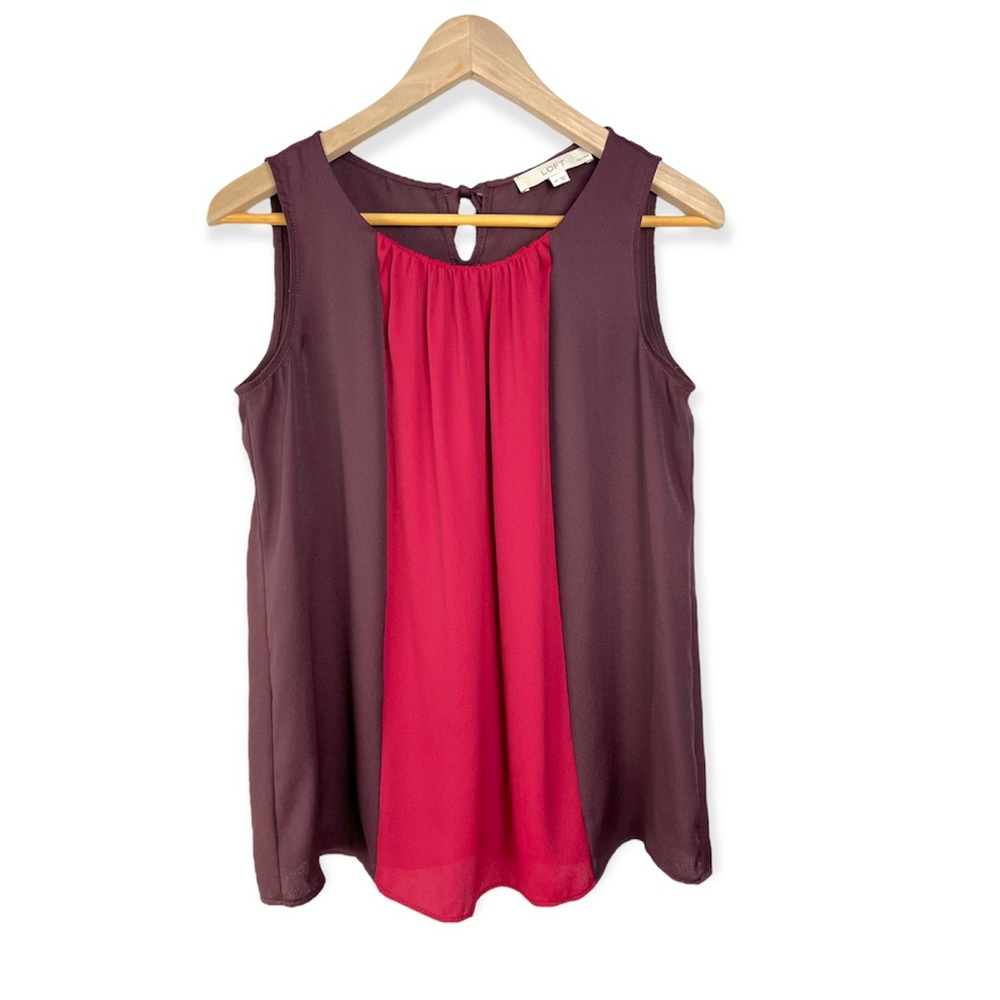 Ann Taylor Loft 2 Tone Sleeveless Blouse Size SP